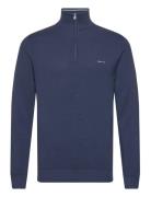 Cotton Pique Half Zip Tops Knitwear Half Zip Jumpers Navy GANT