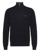 Cotton Pique Half Zip Tops Knitwear Half Zip Jumpers Black GANT