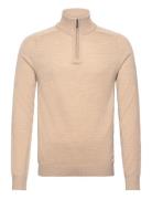 Bs Pelle Regular Fit Knitwear Tops Knitwear Half Zip Jumpers Cream Bru...