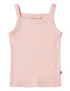 Rib Top Shelly Tops T-shirts Sleeveless Pink Wheat