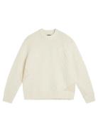 Savio Cable Knit Mock Neck Designers Knitwear Round Necks White J. Lin...