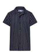 Jorpalma Seersucker Shirt Ss Jnr Tops Shirts Short-sleeved Shirts Navy...