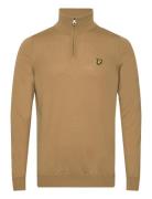 Quarter Zip Merino Mix Tops Knitwear Half Zip Jumpers Beige Lyle & Sco...