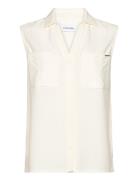 Pocket Blouse Sleeveless Tops Blouses Sleeveless Cream Calvin Klein