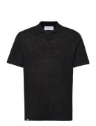 Emmanuel Polo Knit Tops Knitwear Short Sleeve Knitted Polos Black Les ...