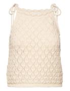 Vmevelyn Sl Halterneck Crochet Top Vma Tops Blouses Sleeveless Beige V...