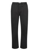 Akjan Cotton Pleat Ela Pants Bottoms Trousers Casual Black Anerkjendt