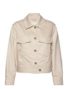 Cropped Linen Blend Jacket Outerwear Jackets Light-summer Jacket Cream...