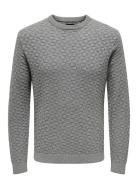 Onskalle Reg 12 Struc Crew Knit Noos Tops Knitwear Long Sleeve Knitted...