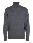 Merino Rws Turtle Neck Tops Knitwear Turtlenecks Grey Calvin Klein