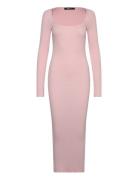 Knitted Midi Dress Knelang Kjole Pink Gina Tricot