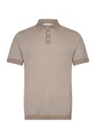 Knitted Polo S/S Contrast Tops Polos Short-sleeved Beige Lindbergh