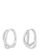 Ace Double Round Ear S/Clear Accessories Jewellery Earrings Hoops Silv...