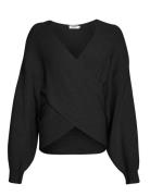 Mschzinelle Rachelle Wrap Pullover Tops Knitwear Jumpers Black MSCH Co...