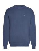 Linear Sweater Tops Knitwear Round Necks Blue Calvin Klein Jeans