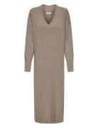 Olmnew Tessa L/S Midi V Dress Knt Knelang Kjole Beige Only Maternity