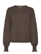 Cuallida V-Neck Pullover Tops Knitwear Jumpers Brown Culture