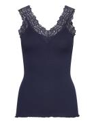 Rwbernadine Sl Lace Top Tops T-shirts & Tops Sleeveless Navy Rosemunde