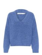 Alphagz V-Neck Tops Knitwear Jumpers Blue Gestuz