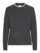 Vihefna Stitch Detail Knit Top/R Tops Knitwear Jumpers Grey Vila