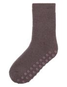 Nmfwaksi Wo/Bl Terry Sock W/Non Skid Sokker Strømper Brown Name It