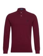 Custom Slim Fit Mesh Polo Shirt Tops Polos Long-sleeved Burgundy Polo ...