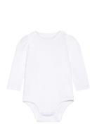 Puff-Sleeve Jersey Bodysuit Bodies Long-sleeved White Ralph Lauren Bab...