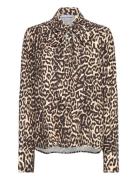 Shirt In Leo Print Tops Blouses Long-sleeved Brown Coster Copenhagen