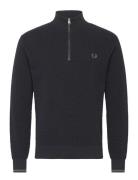 Waffle Stitch Half Zip Jmpr Tops Knitwear Half Zip Jumpers Black Fred ...