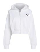 Embroidered Ck Zip Through Tops Sweat-shirts & Hoodies Hoodies White C...