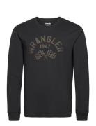 Ls Graphic Tee Tops T-shirts Long-sleeved Black Wrangler