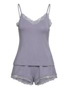 Pj Cami Short Viscose Lace Pyjamas Purple Hunkemöller