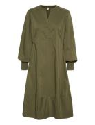 Cuantoinett Rib Dress Knelang Kjole Khaki Green Culture