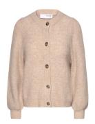 Slflulu Ls Structure Knit Cardigan Tops Knitwear Cardigans Cream Selec...