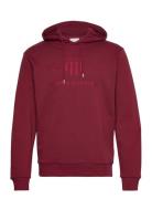 Reg Tonal Shield Hoodie Tops Sweat-shirts & Hoodies Hoodies Burgundy G...