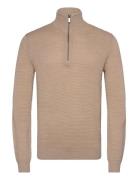 Bs Innes Regular Fit Knitwear Tops Knitwear Half Zip Jumpers Beige Bru...