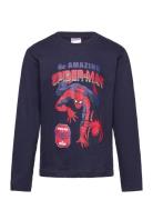 Tshirt Tops T-shirts Long-sleeved T-shirts Navy Spider-man