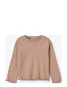 T-Shirt L/S Else Tops T-shirts Long-sleeved T-shirts Beige Wheat