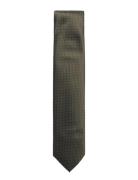 Polyester Tie With Dots 7 Cm Slips Khaki Green Lindbergh Black