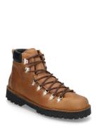 Slhalfred Leather Hiking Boot Støvletter Med Snøring Brown Selected Ho...