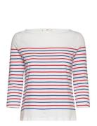 Striped Boat-Neck T-Shirt Tops T-shirts & Tops Long-sleeved White Mang...