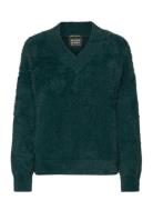 Fluffy V-Neck Relaxed Pullover Tops Knitwear Jumpers Green Scotch & So...