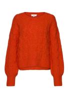 Cable Knit O-Neck Tops Knitwear Jumpers Red Rosemunde