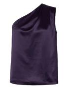 Elle Satin Tank Tops Blouses Sleeveless Purple Ahlvar Gallery