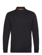 Pe_Interlock_Long Tops Polos Long-sleeved Black BOSS