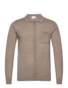 Merino Polo Collar Cardigan Tops Knitwear Full Zip Jumpers Beige Lindb...