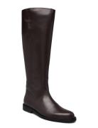 Boots - Flat - With Zipper Høye Støvletter Brown ANGULUS