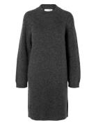 Slflulu Ls High Neck Knit Dress Knelang Kjole Grey Selected Femme