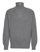 Slhdry Ls Knit Relaxed Half Zip Tops Knitwear Half Zip Jumpers Grey Se...