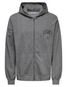 Onslegacy Sweat Zip Vtg Hoodie Tops Sweat-shirts & Hoodies Hoodies Gre...